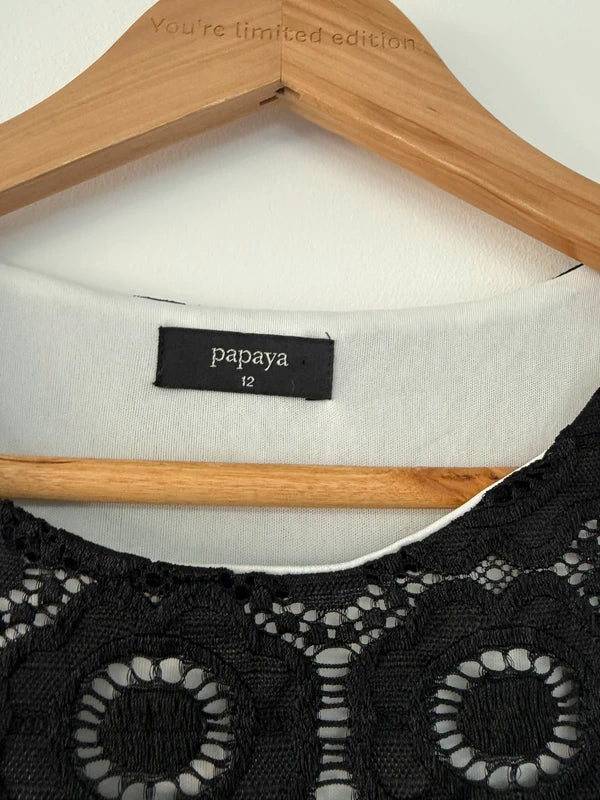 Papaya Black Lace Detail Top, photo 3 of 3