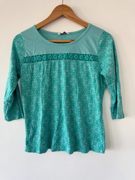 BHS Green Floral Top Size 16 Petite, preloved