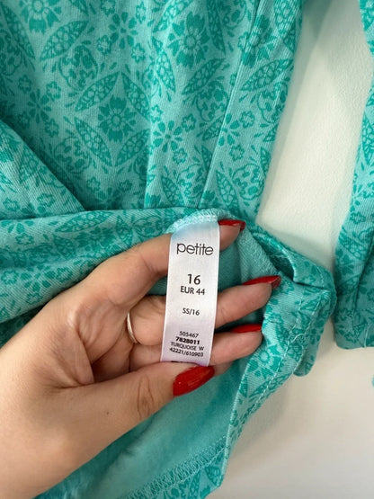 BHS Green Floral Top Size 16 Petite, photo 3 of 3