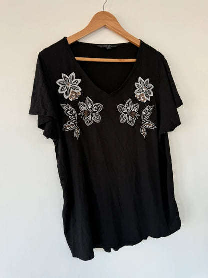 Love Tees Black Flower T Shirt, photo 2 of 4