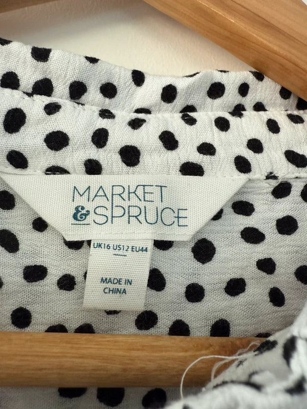 Market and Spruce Whit and Black Spotted Shirt, photo 3 of 4