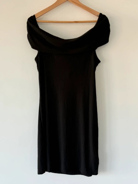 New Black Ribbed Summer Dress Size 16 New, preloved