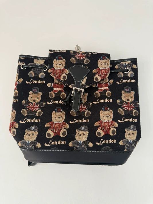 Signare Bear Patterned Backpack, preloved
