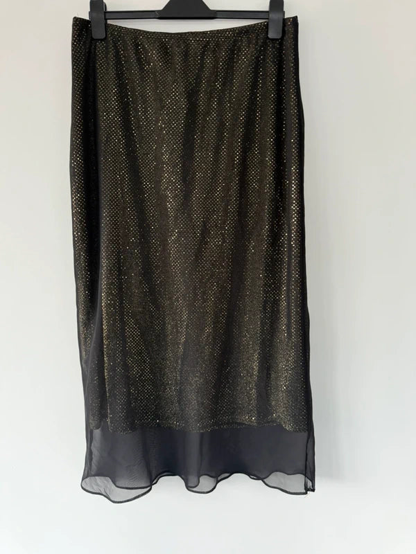 Dorothy Perkins Black and Gold Glitter Skirt, preloved