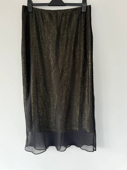 Dorothy Perkins Black and Gold Glitter Skirt, preloved