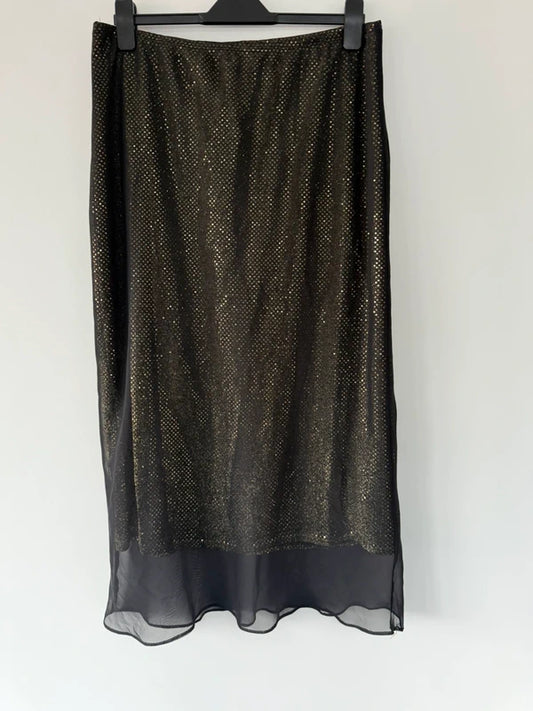 Dorothy Perkins Black and Gold Glitter Skirt, preloved