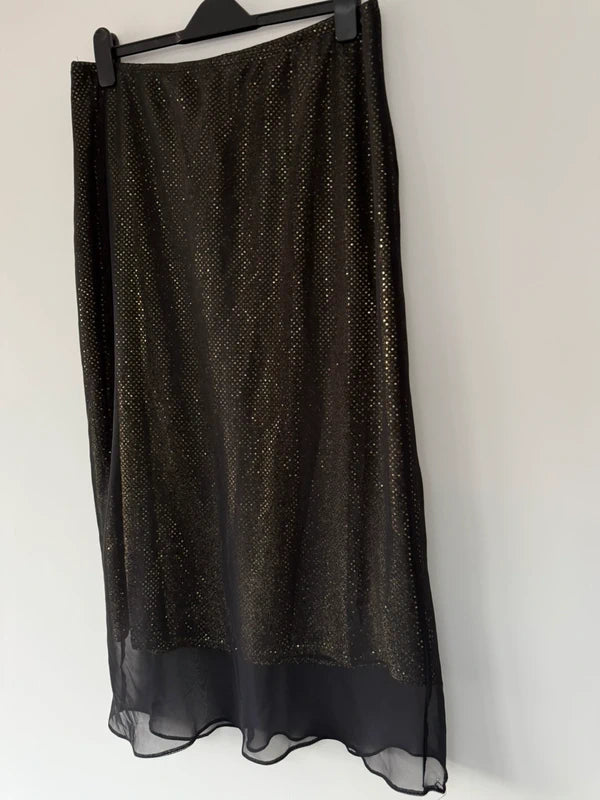 Dorothy Perkins Black and Gold Glitter Skirt, photo 2 of 3