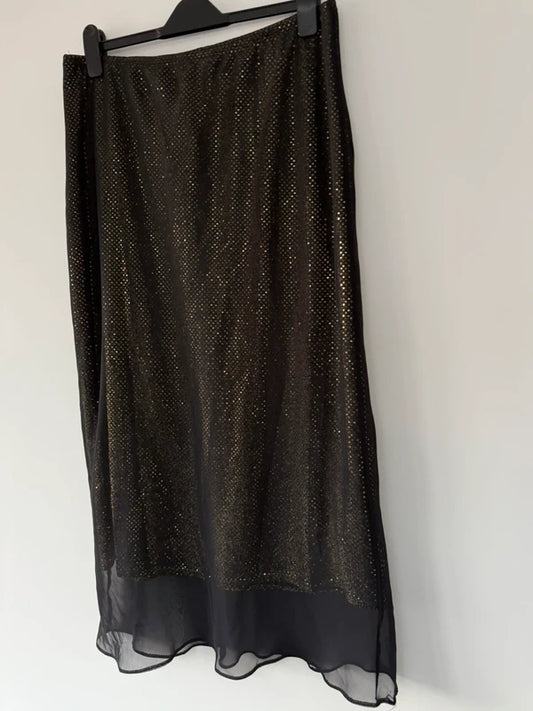 Dorothy Perkins Black and Gold Glitter Skirt, photo 2 of 3