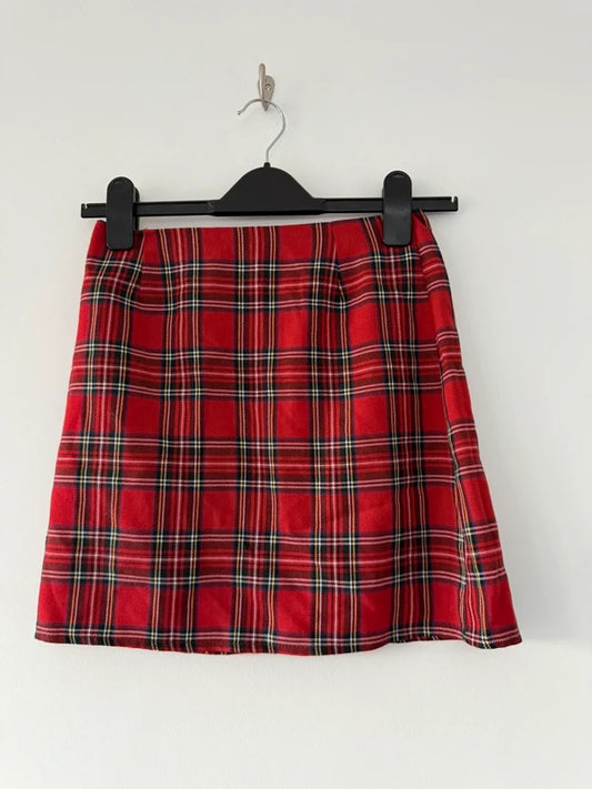 Boohoo Petite Red Tartan Skirt, preloved