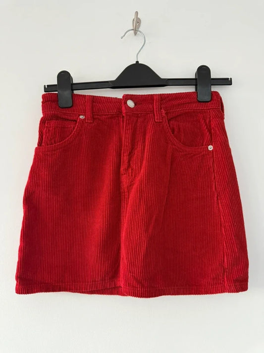 Topshop Moto Orange Cord Style Skirt, preloved