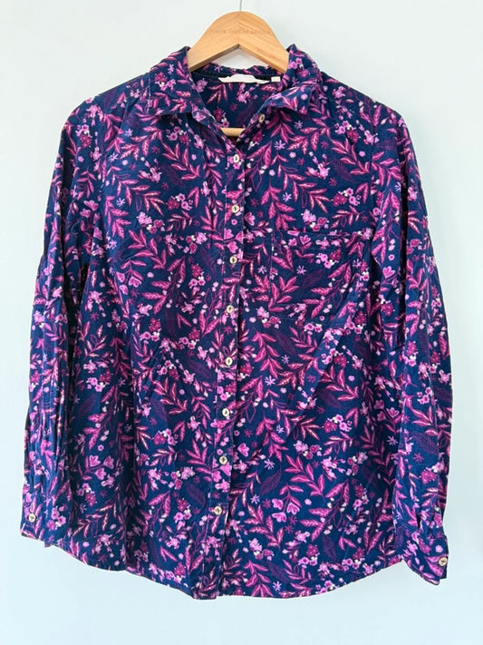 Country Rose Floral Cord Shirt Blouse, preloved