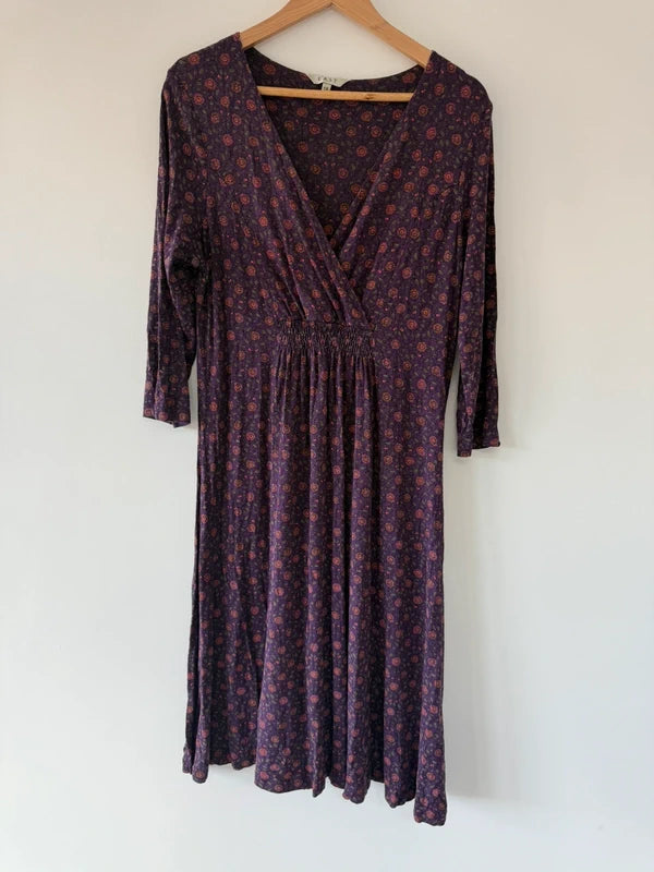 East Purple Floral Patterned Dress, preloved