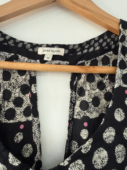 River Island Black Tunic Patterned Blouse, photo 4 of 5
