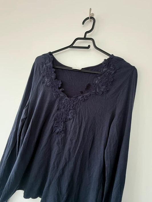 Navy Blue Floral Detail Top, photo 2 of 4
