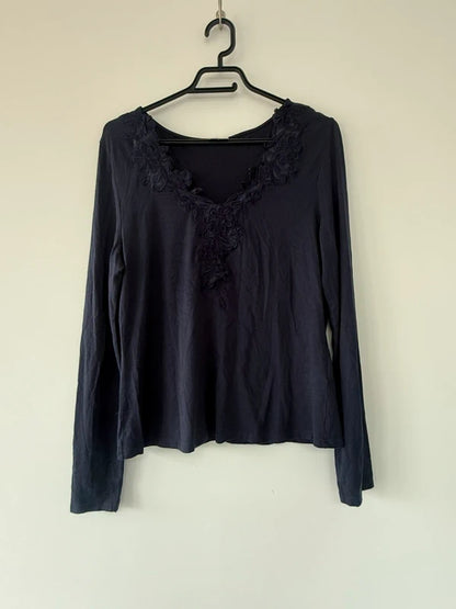 Navy Blue Floral Detail Top, photo 4 of 4