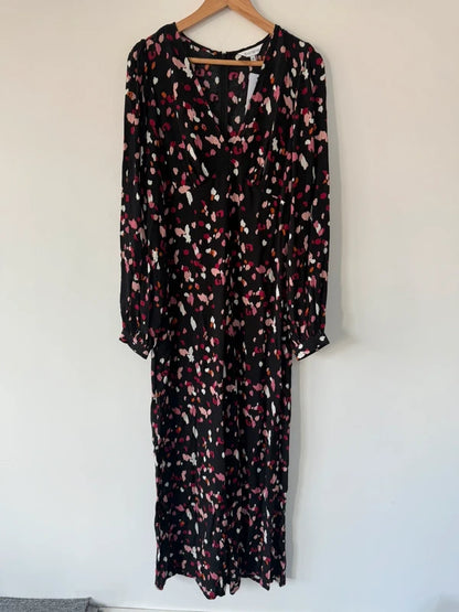 Everbelle Black Leopard Print Jumpsuit, preloved