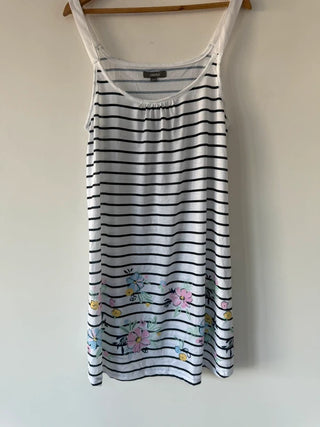 Studio White Striped Floral Summer Dress, preloved