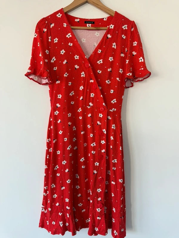Roman Red Floral Button Summer Dress, photo 2 of 5