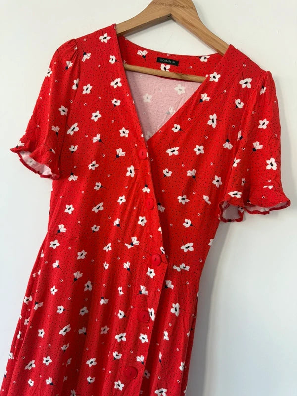 Roman Red Floral Button Summer Dress, photo 3 of 5