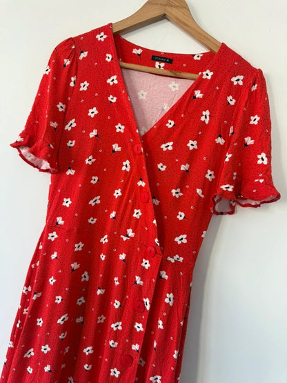 Roman Red Floral Button Summer Dress, photo 3 of 5