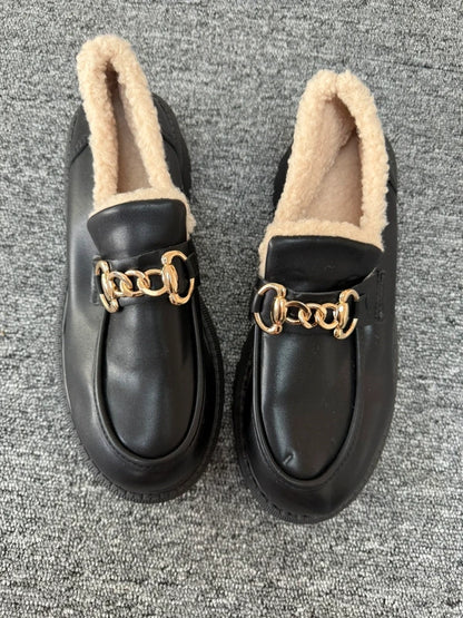 Shein Black Platform Loafer Style Shoes, preloved