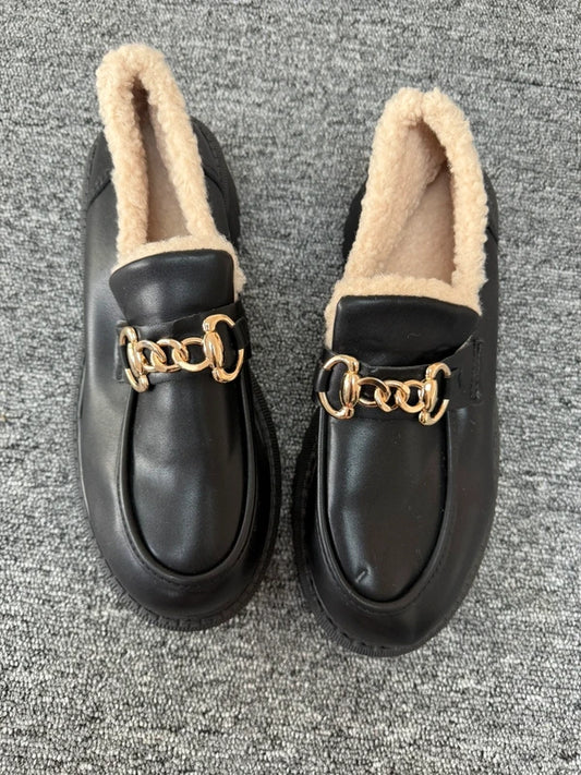 Shein Black Platform Loafer Style Shoes, preloved