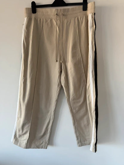 M&S Beige and Black Wide Legged Trousers Size 20 Short, preloved