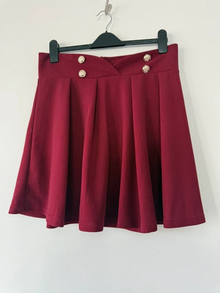 Shein Burgundy Gold Button Skirt, preloved