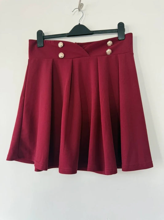 Shein Burgundy Gold Button Skirt, preloved