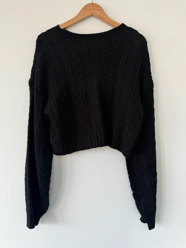 Shein Black Cable Knitted Jumper, preloved