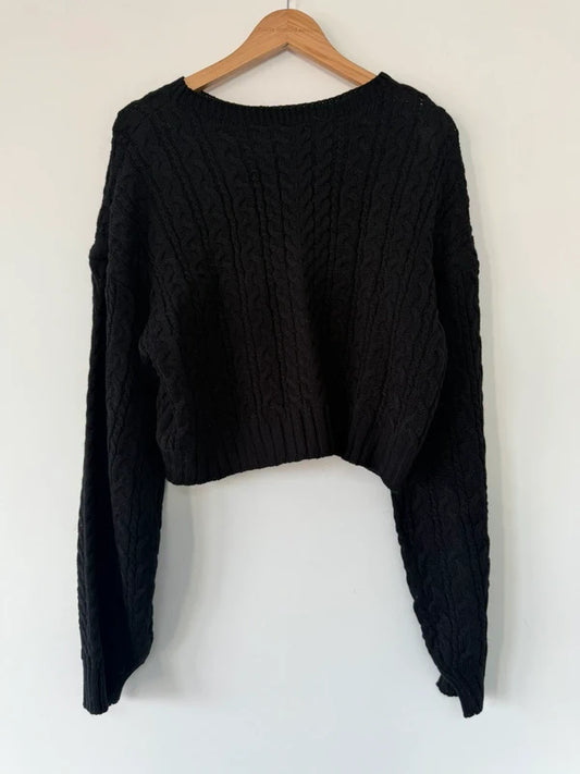 Shein Black Cable Knitted Jumper, preloved