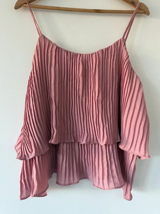 Shein Curve Pink Pleated Cami, photo 2 of 3