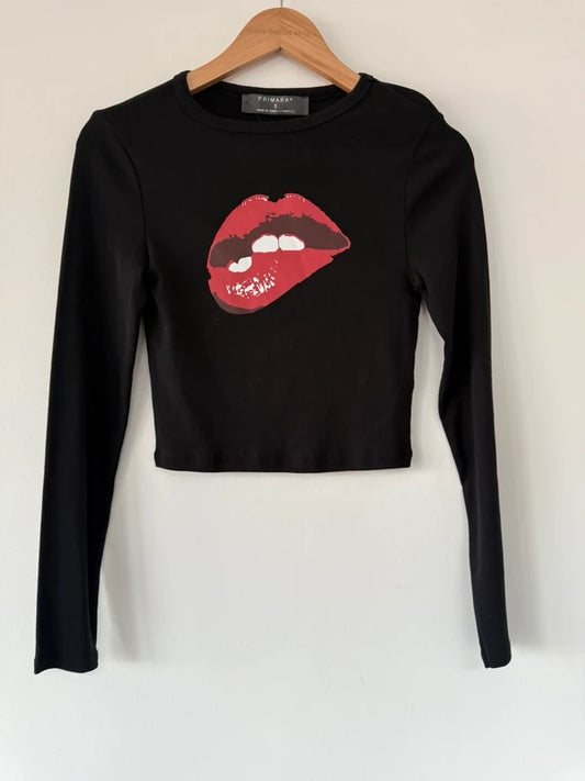 Primark New Black Lips Long Sleeve Top, photo 2 of 2