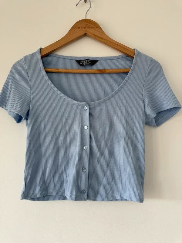 Primark Blue Button Crop Top, preloved