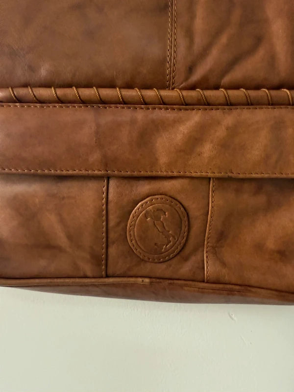 Vera Pelle Italian Leather Brown Crossbody Bag Vintage Style, photo 2 of 5