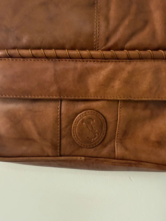 Vera Pelle Italian Leather Brown Crossbody Bag Vintage Style, photo 2 of 5