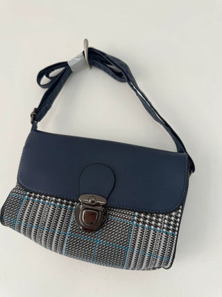 Blue and Black Checkered Handbag, preloved