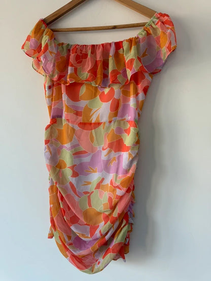 In the style colourful ruched orange dress, photo 2 of 5