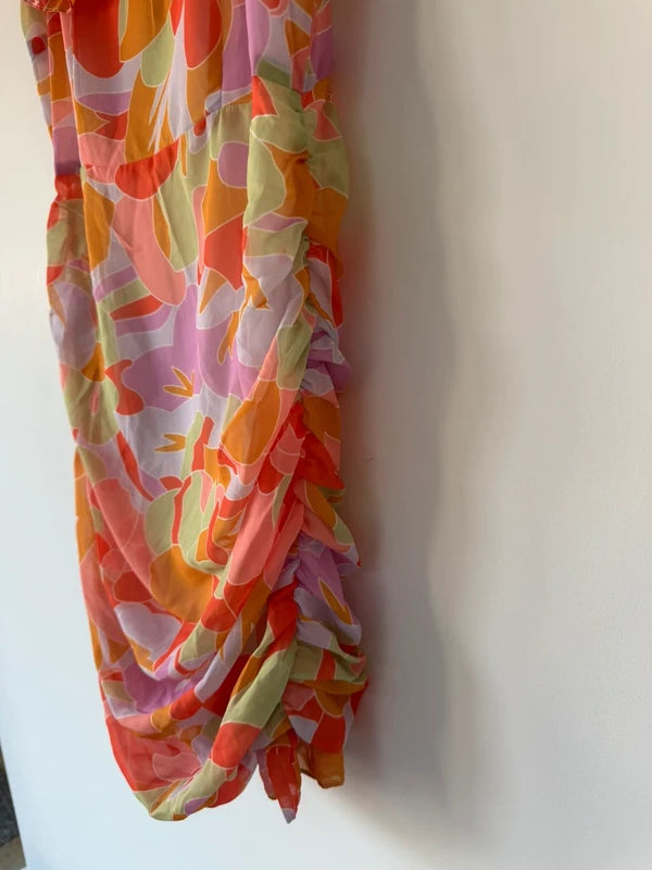 In the style colourful ruched orange dress, photo 3 of 5