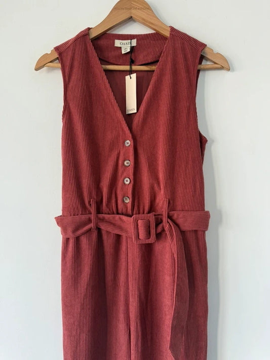 Oasis burnt orange cord jumpsuit size 8 NWT, photo 2 of 5