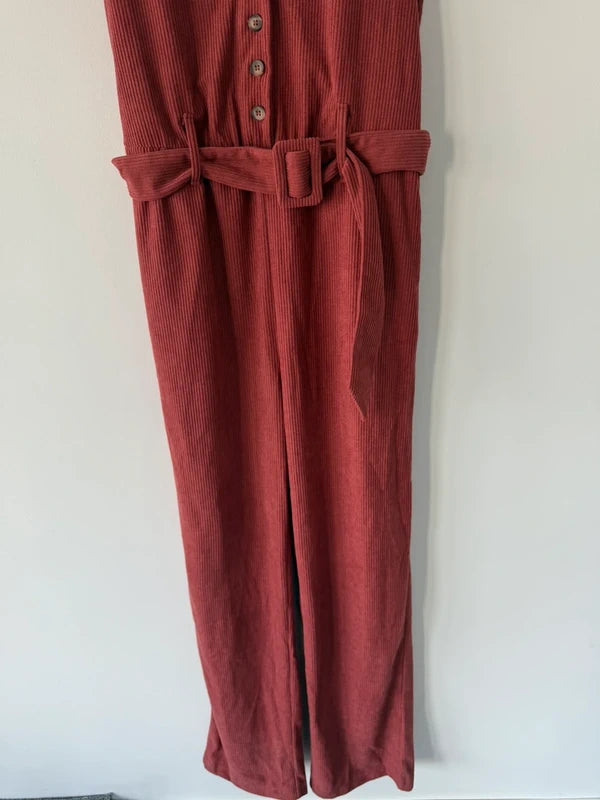 Oasis burnt orange cord jumpsuit size 8 NWT, photo 3 of 5