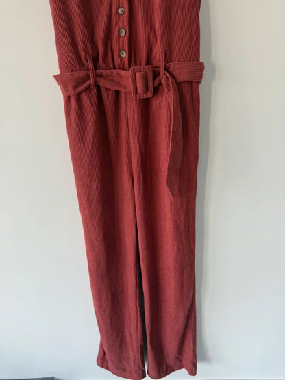 Oasis burnt orange cord jumpsuit size 8 NWT, photo 3 of 5