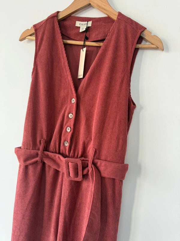 Oasis burnt orange cord jumpsuit size 8 NWT, photo 4 of 5