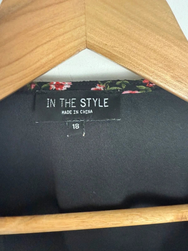 In the style black floral print cardigan/blouse, photo 3 of 5