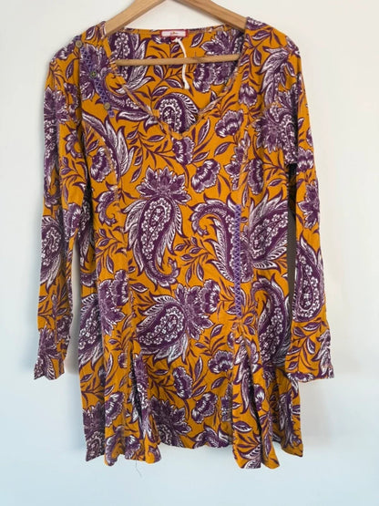 Joe browns mustard and purple print top, preloved