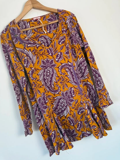Joe browns mustard and purple print top, photo 3 of 5