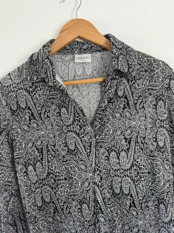 Next vintage shirt abstract patterned black and white, photo 3 of 5