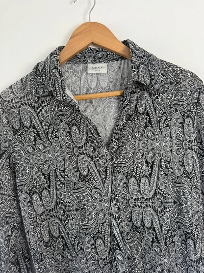 Next vintage shirt abstract patterned black and white, photo 3 of 5