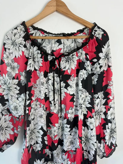 David Emanuel pink black floral blouse, photo 4 of 4