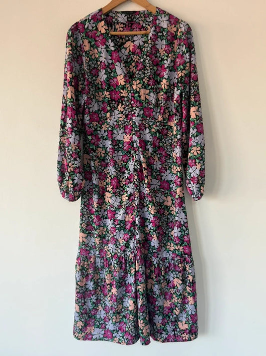 New look floral long colourful dress, preloved
